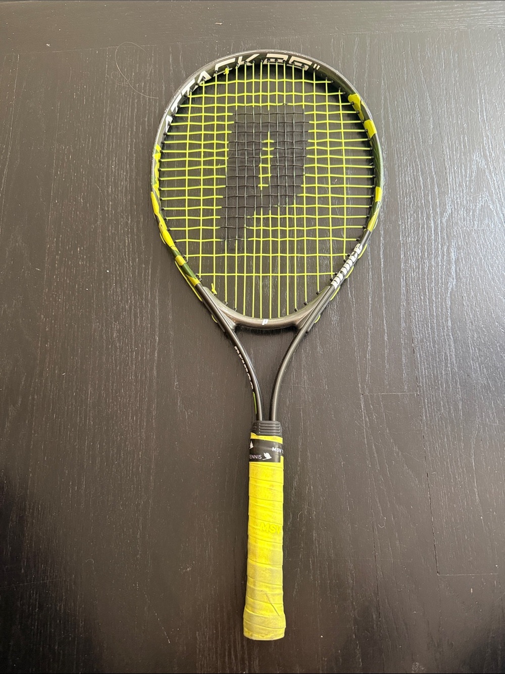 Prince “Attack” Tennis Racket with Yellow Strings and Grip size 25”